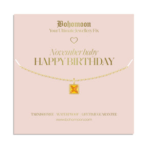 Bohomoon Stainless Steel Happy Birthday Birthstone Necklace