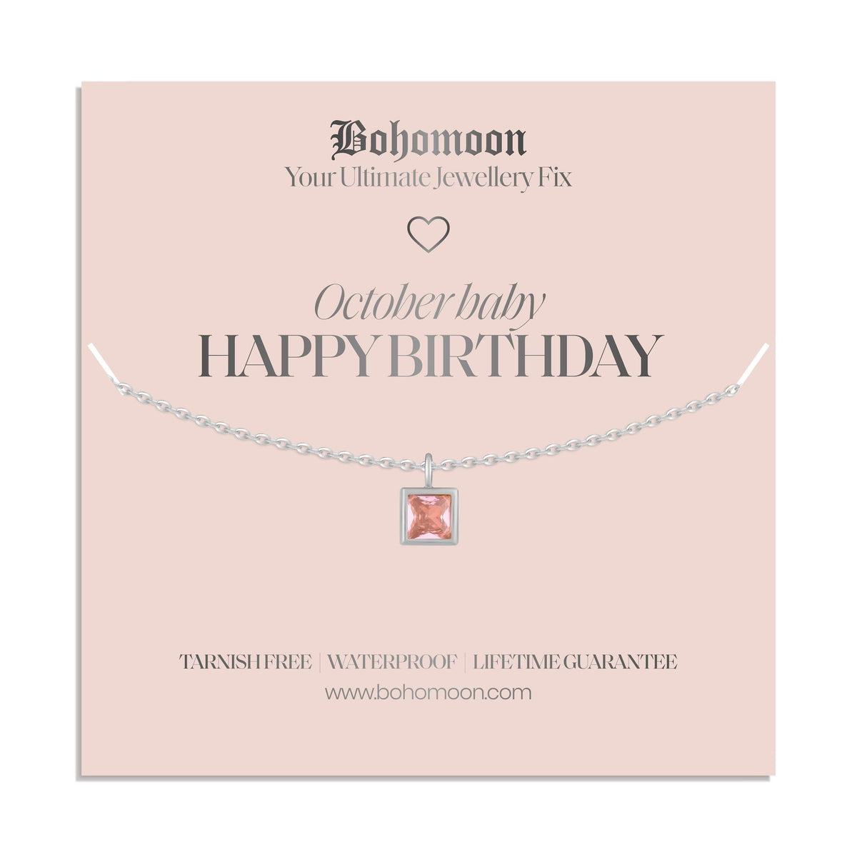 Bohomoon Stainless Steel Happy Birthday Birthstone Necklace