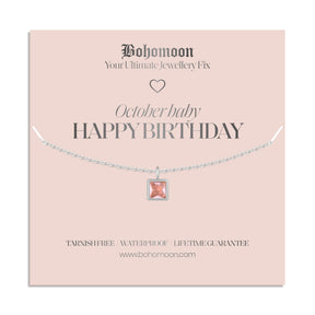 Bohomoon Stainless Steel Happy Birthday Birthstone Necklace