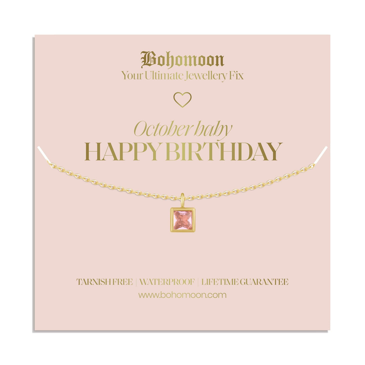Bohomoon Stainless Steel Happy Birthday Birthstone Necklace