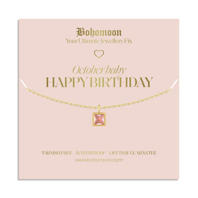 Bohomoon Stainless Steel Happy Birthday Birthstone Necklace