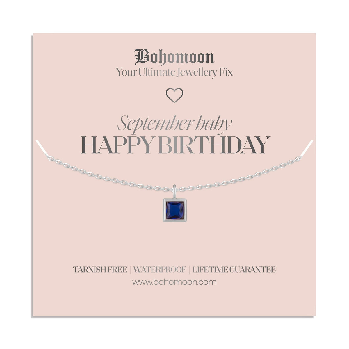 Bohomoon Stainless Steel Happy Birthday Birthstone Necklace
