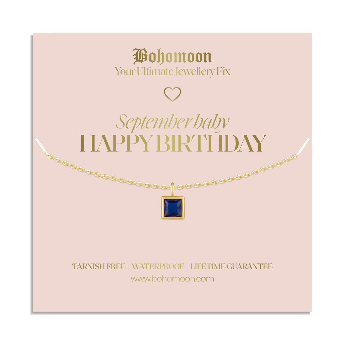Bohomoon Stainless Steel Happy Birthday Birthstone Necklace