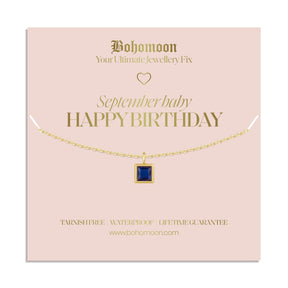 Bohomoon Stainless Steel Happy Birthday Birthstone Necklace