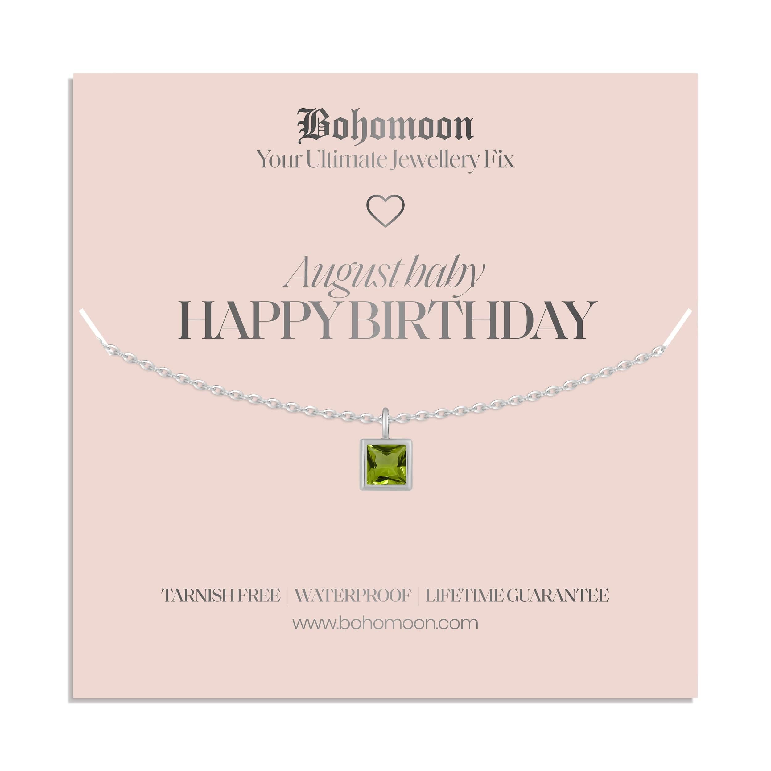Bohomoon Stainless Steel Happy Birthday Birthstone Necklace