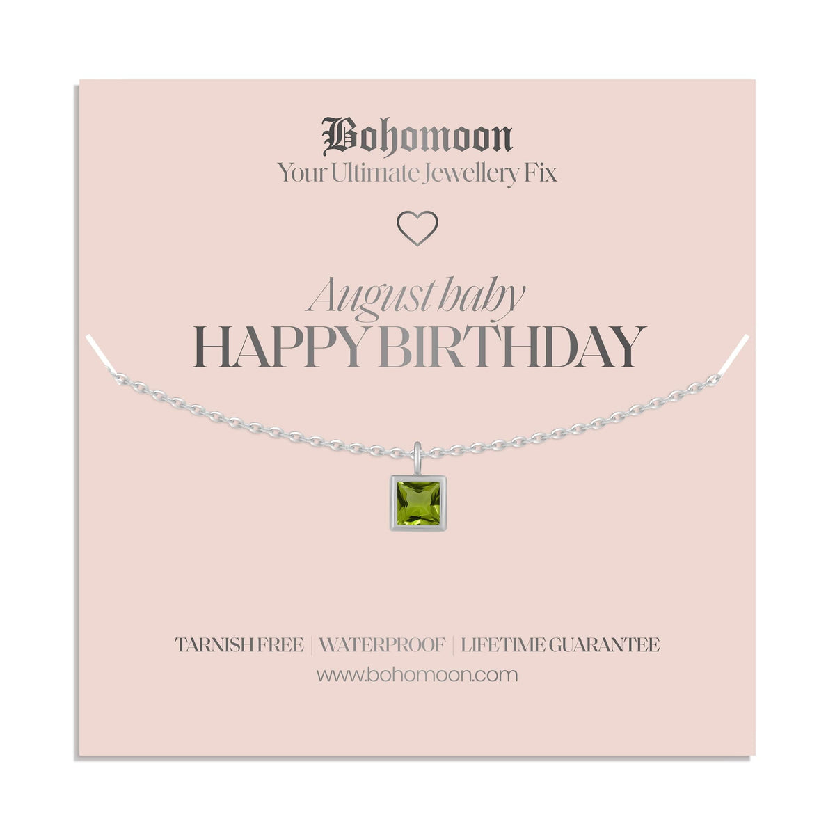Bohomoon Stainless Steel Happy Birthday Birthstone Necklace