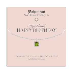 Bohomoon Stainless Steel Happy Birthday Birthstone Necklace