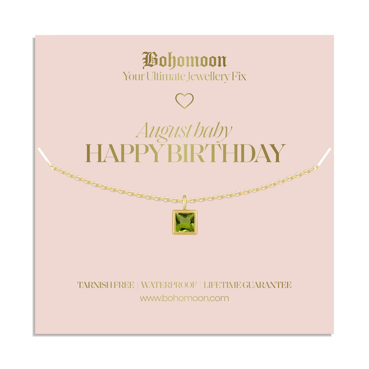 Bohomoon Stainless Steel Happy Birthday Birthstone Necklace