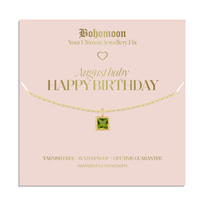 Bohomoon Stainless Steel Happy Birthday Birthstone Necklace