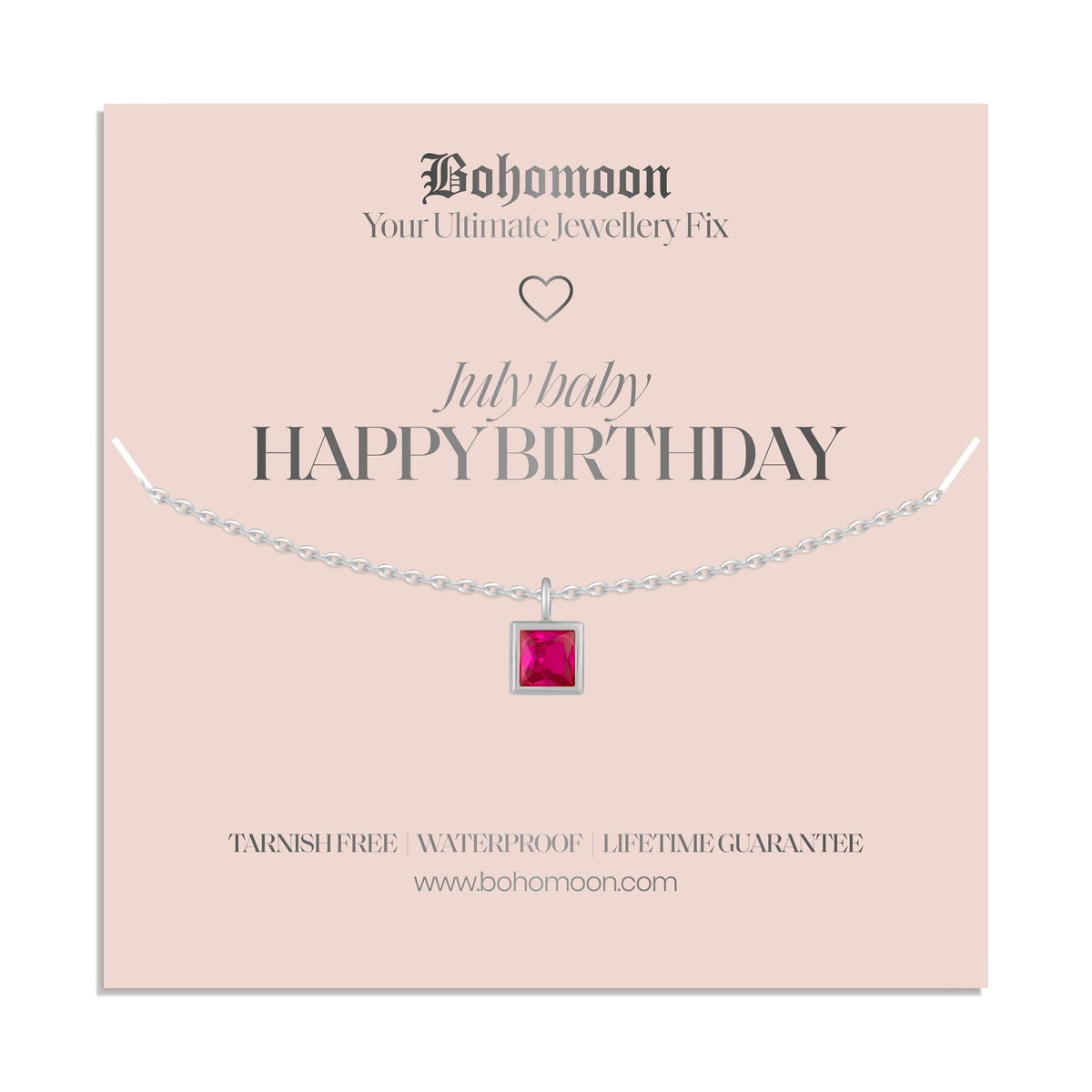 Bohomoon Stainless Steel Happy Birthday Birthstone Necklace