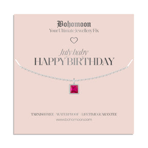 Bohomoon Stainless Steel Happy Birthday Birthstone Necklace