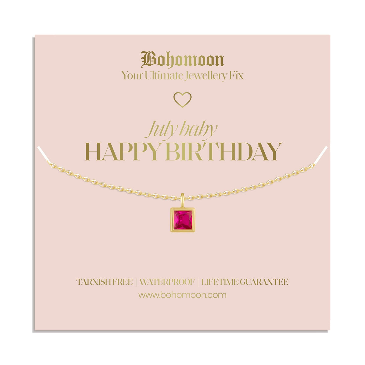 Bohomoon Stainless Steel Happy Birthday Birthstone Necklace
