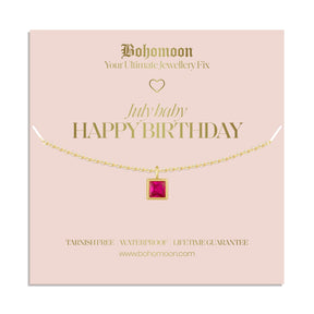 Bohomoon Stainless Steel Happy Birthday Birthstone Necklace