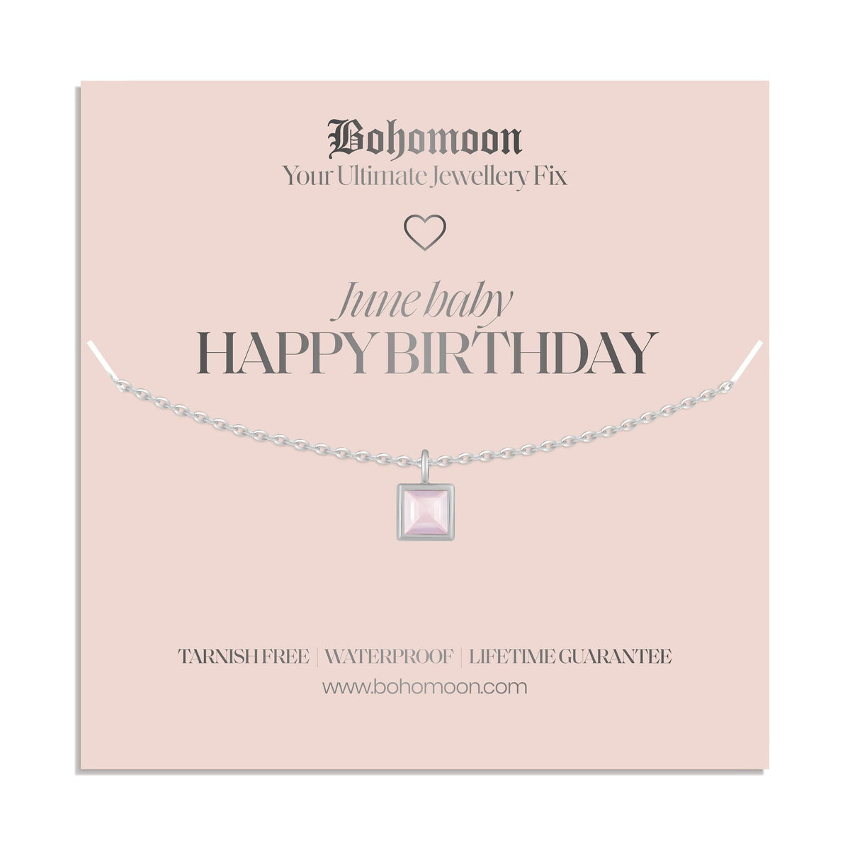 Bohomoon Stainless Steel Happy Birthday Birthstone Necklace