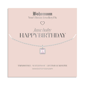 Bohomoon Stainless Steel Happy Birthday Birthstone Necklace
