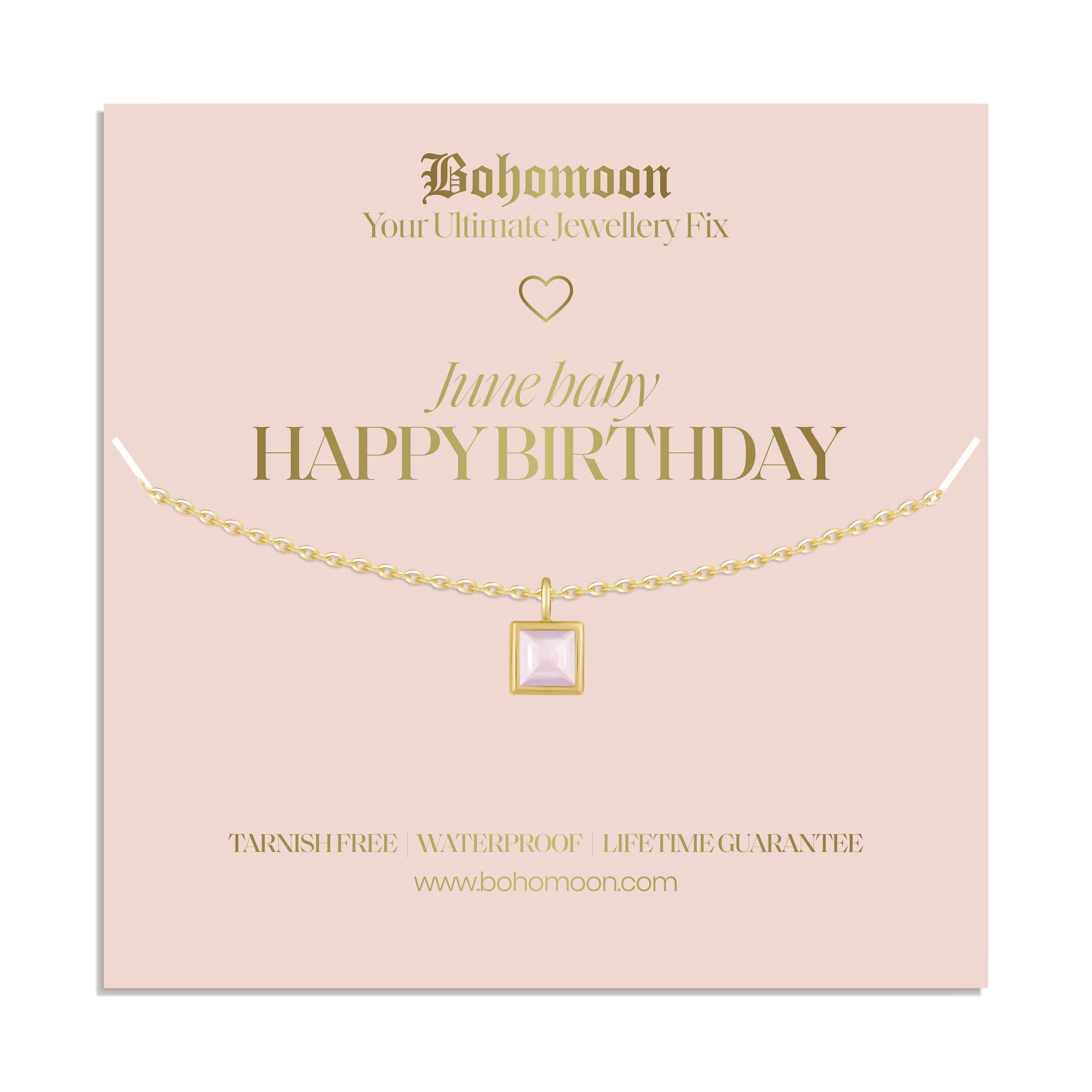 Bohomoon Stainless Steel Happy Birthday Birthstone Necklace