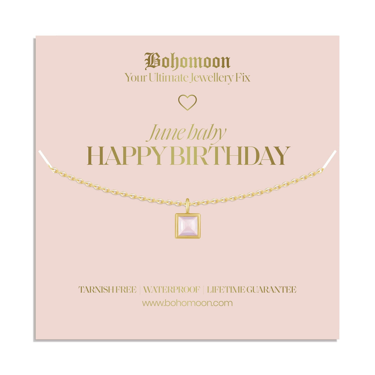Bohomoon Stainless Steel Happy Birthday Birthstone Necklace