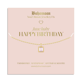 Bohomoon Stainless Steel Happy Birthday Birthstone Necklace