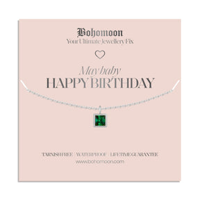 Bohomoon Stainless Steel Happy Birthday Birthstone Necklace