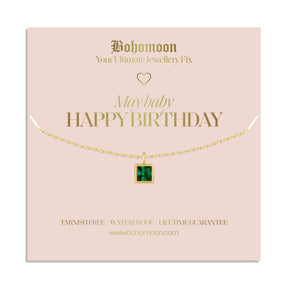 Bohomoon Stainless Steel Happy Birthday Birthstone Necklace