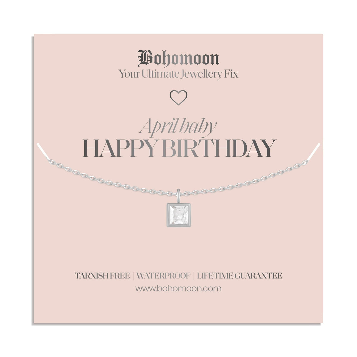 Bohomoon Stainless Steel Happy Birthday Birthstone Necklace