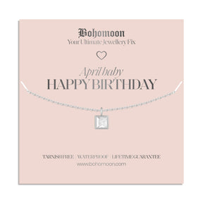 Bohomoon Stainless Steel Happy Birthday Birthstone Necklace