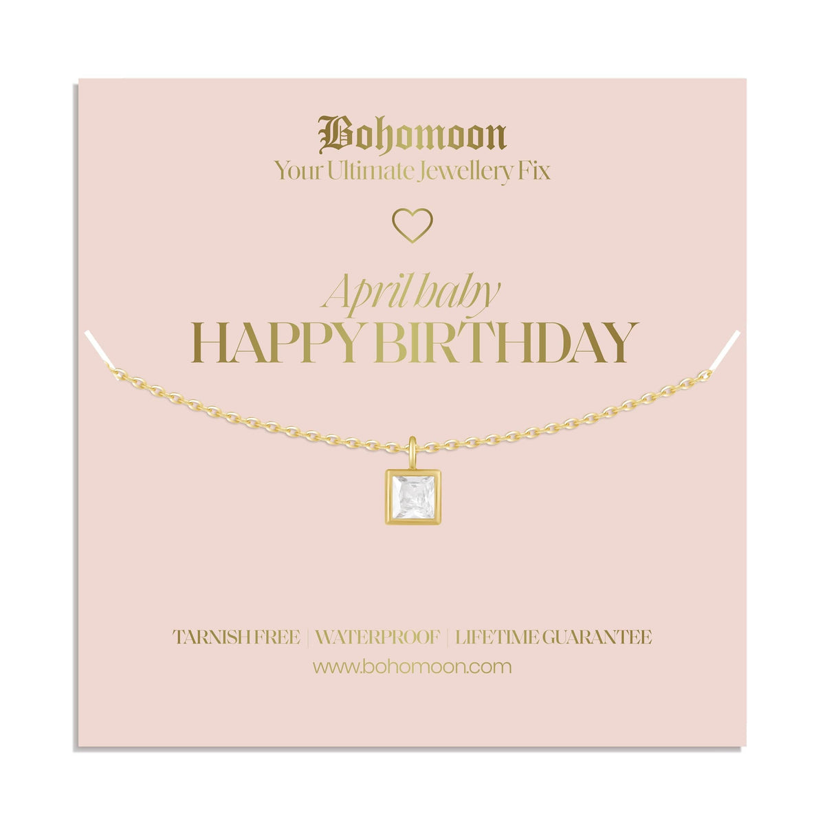 Bohomoon Stainless Steel Happy Birthday Birthstone Necklace