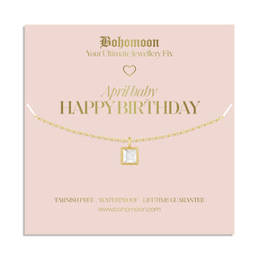 Bohomoon Stainless Steel Happy Birthday Birthstone Necklace