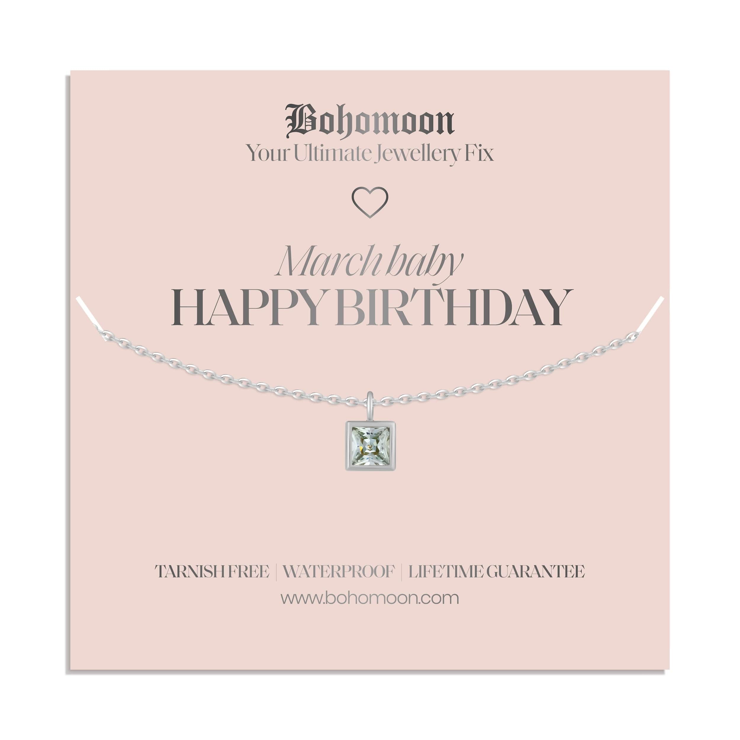 Bohomoon Stainless Steel Happy Birthday Birthstone Necklace