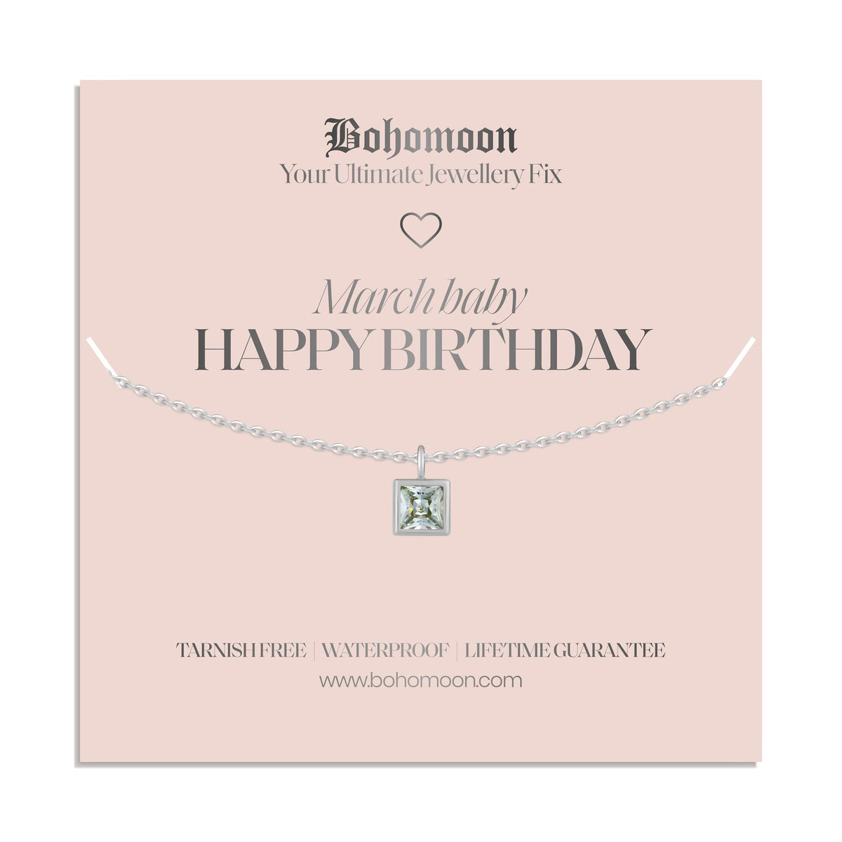 Bohomoon Stainless Steel Happy Birthday Birthstone Necklace