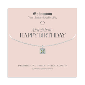 Bohomoon Stainless Steel Happy Birthday Birthstone Necklace