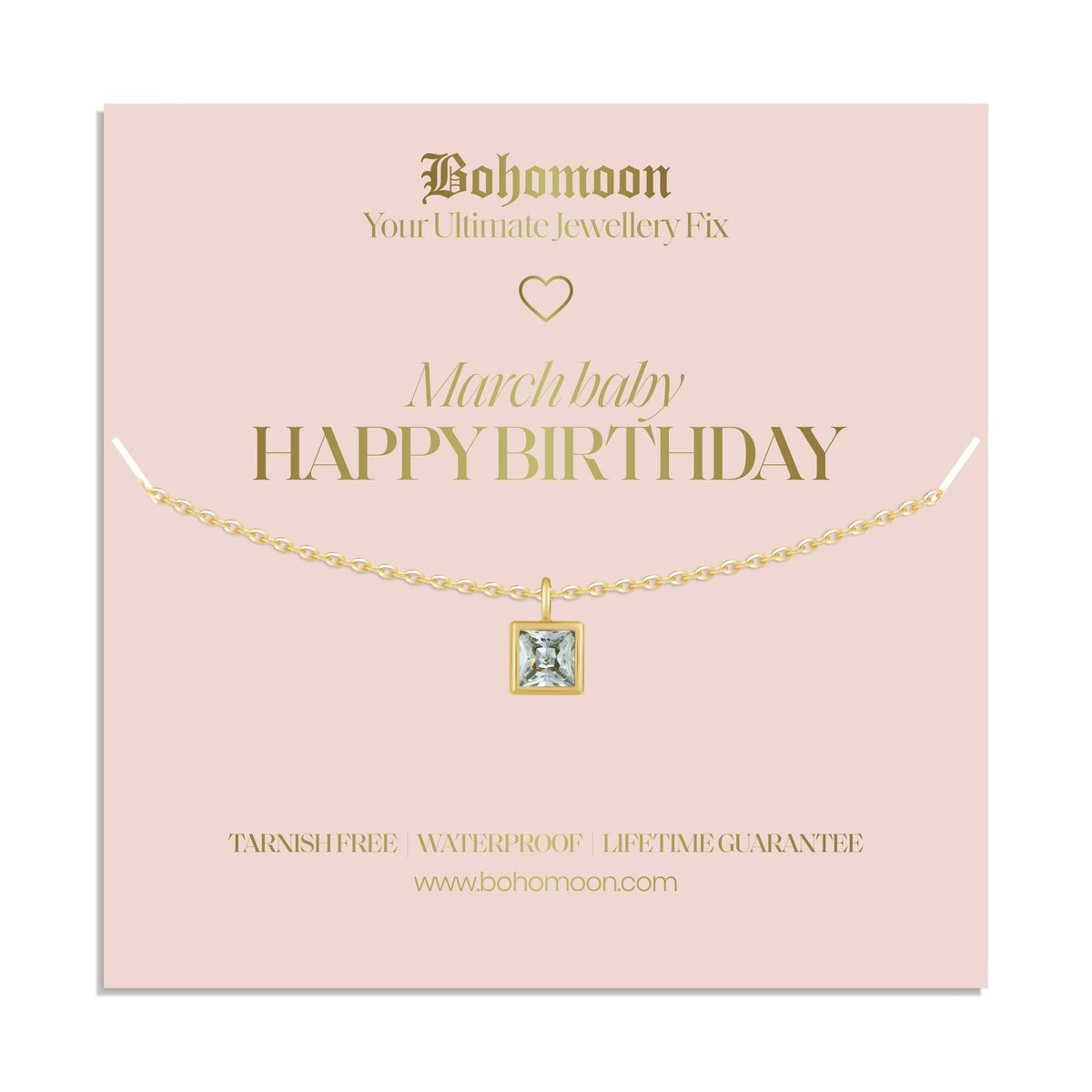 Bohomoon Stainless Steel Happy Birthday Birthstone Necklace