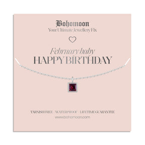 Bohomoon Stainless Steel Happy Birthday Birthstone Necklace