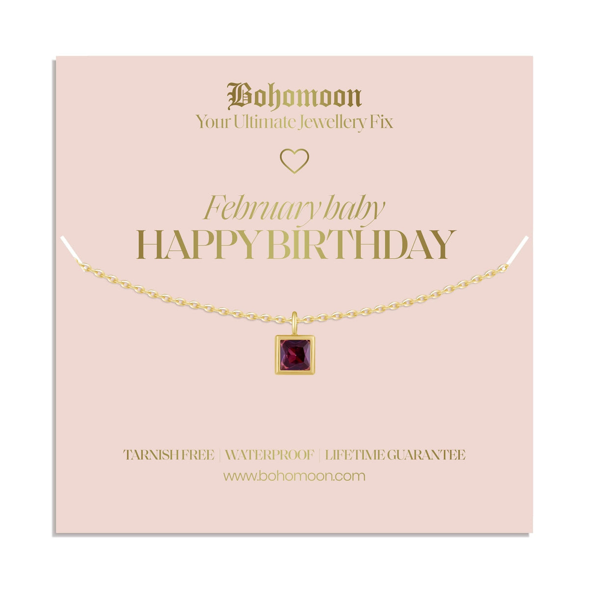 Bohomoon Stainless Steel Happy Birthday Birthstone Necklace