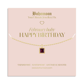 Bohomoon Stainless Steel Happy Birthday Birthstone Necklace