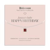 Bohomoon Stainless Steel Happy Birthday Birthstone Necklace