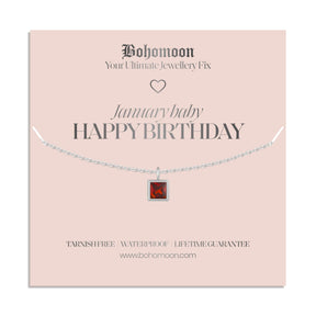 Bohomoon Stainless Steel Happy Birthday Birthstone Necklace