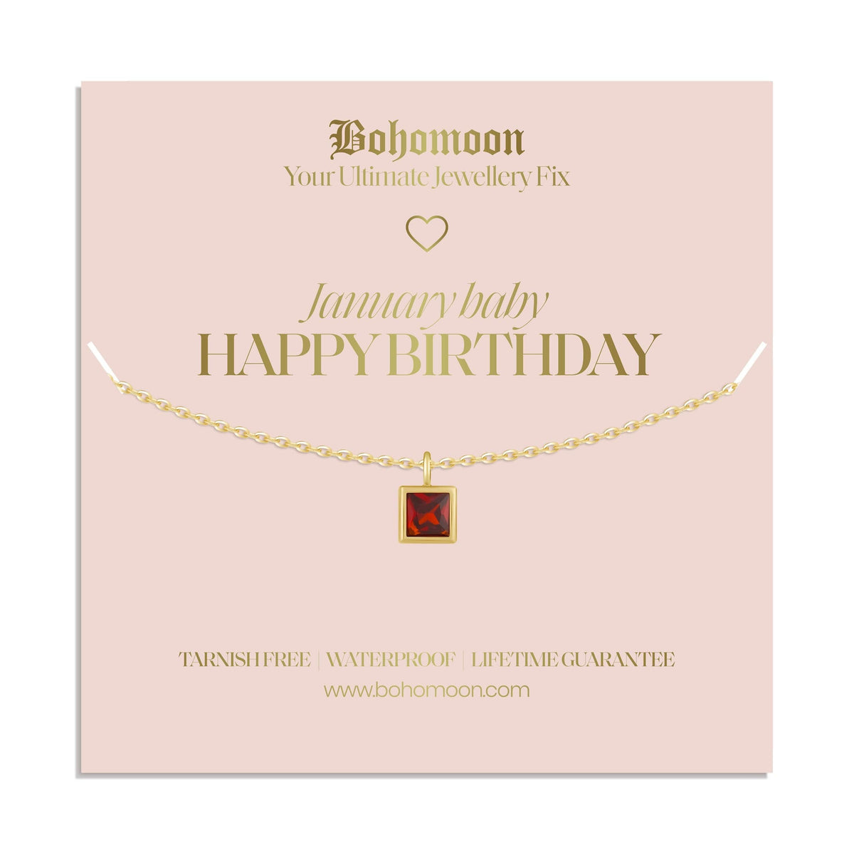 Bohomoon Stainless Steel Happy Birthday Birthstone Necklace