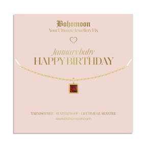 Bohomoon Stainless Steel Happy Birthday Birthstone Necklace