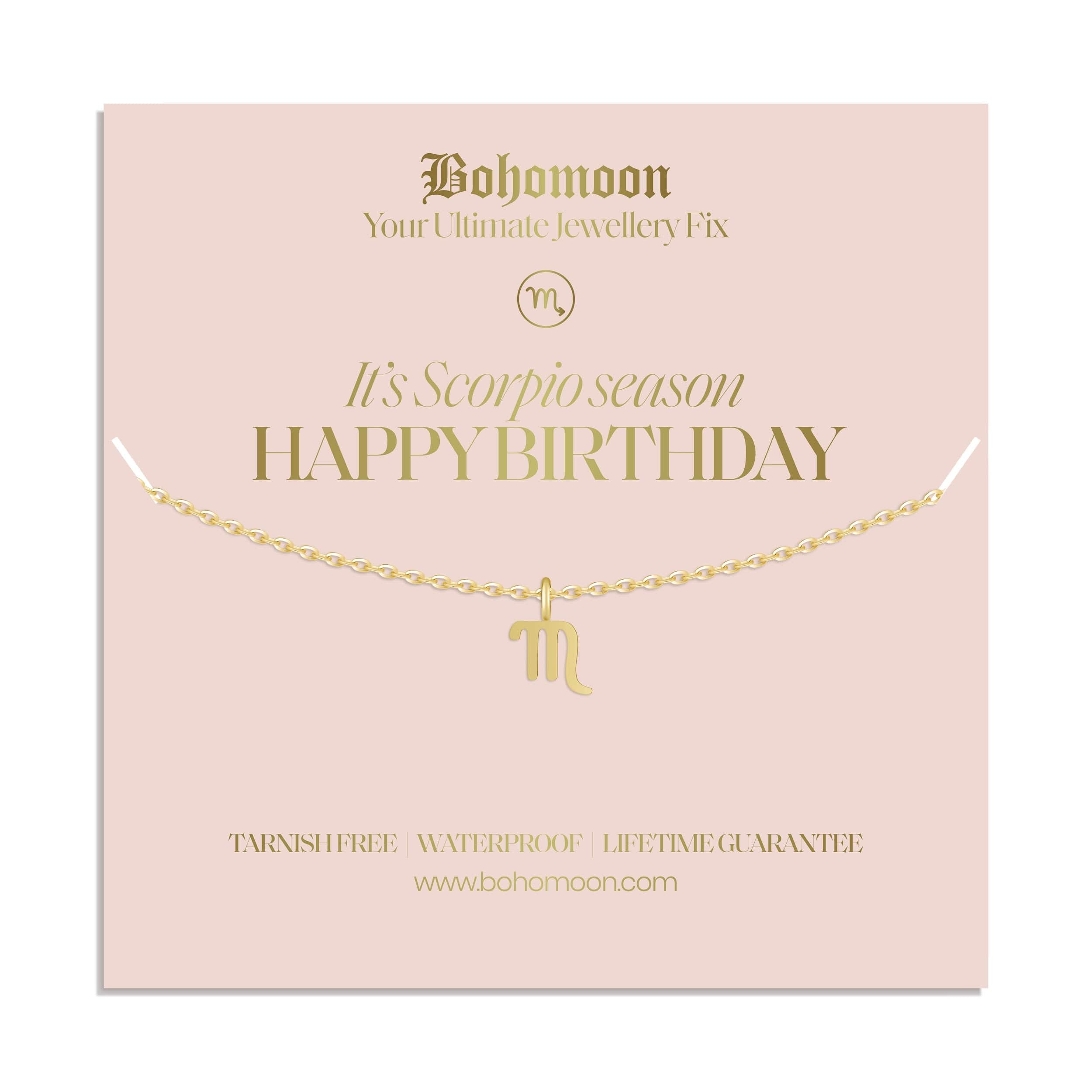 Bohomoon Stainless Steel Happy Birthday Zodiac Necklace