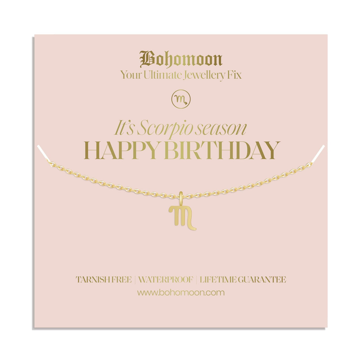 Bohomoon Stainless Steel Happy Birthday Zodiac Necklace