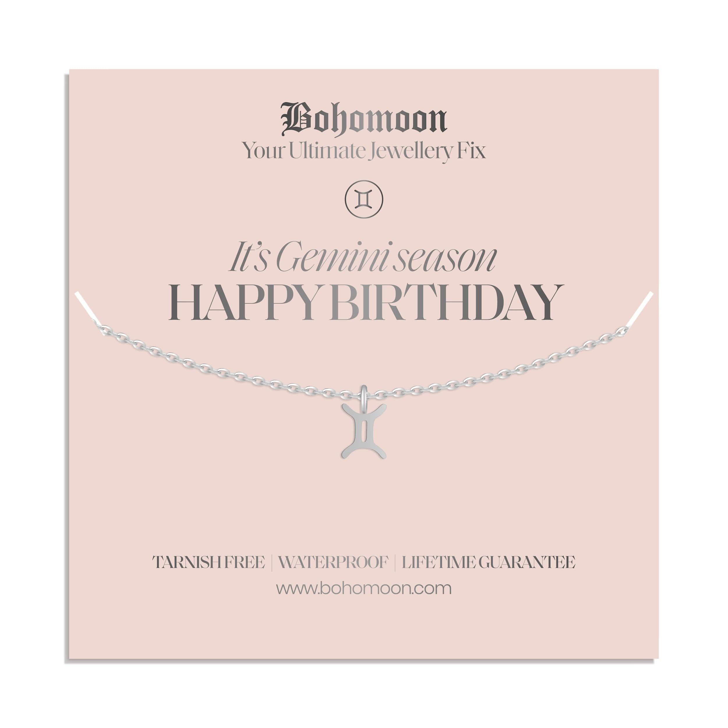 Bohomoon Stainless Steel Happy Birthday Zodiac Necklace