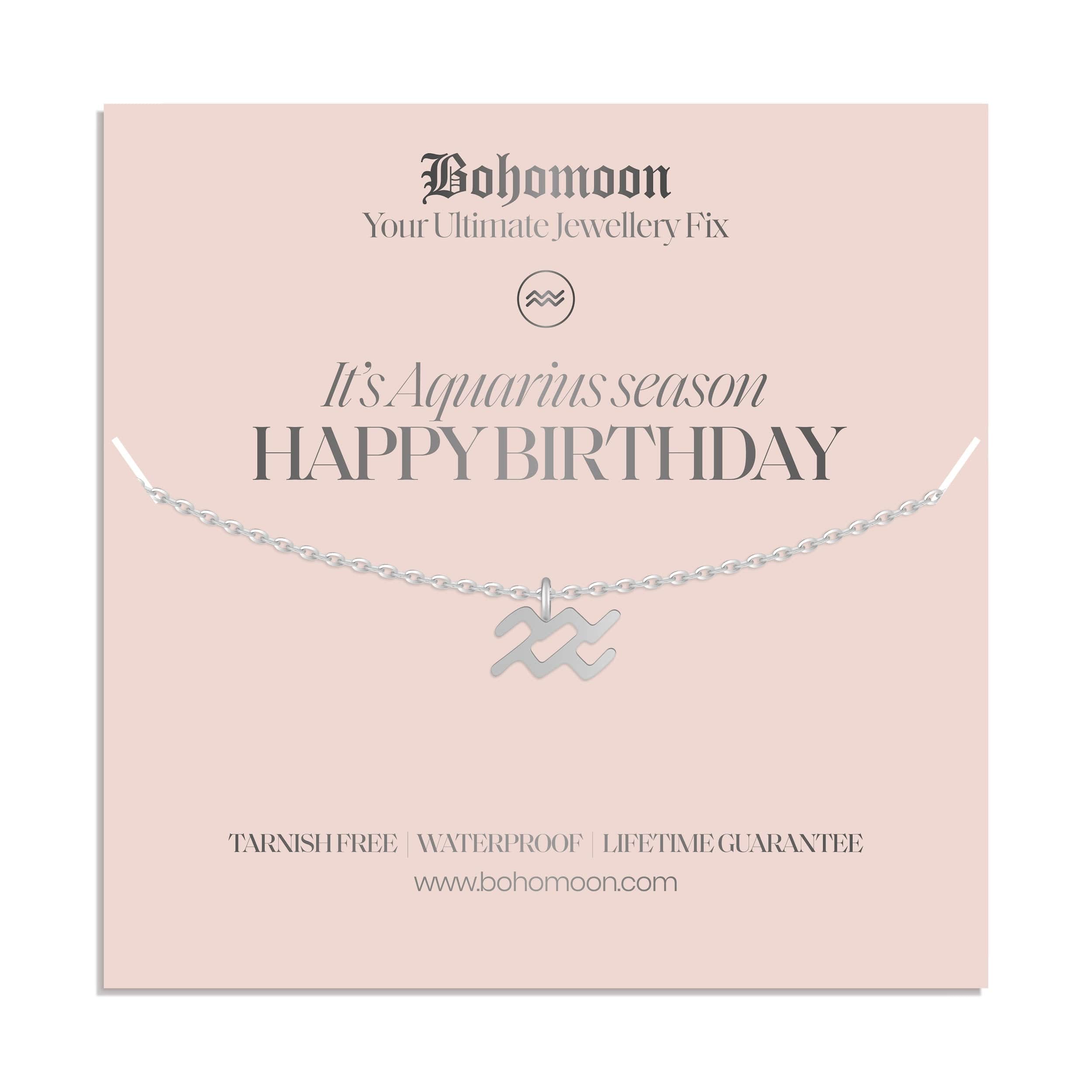 Bohomoon Stainless Steel Happy Birthday Zodiac Necklace