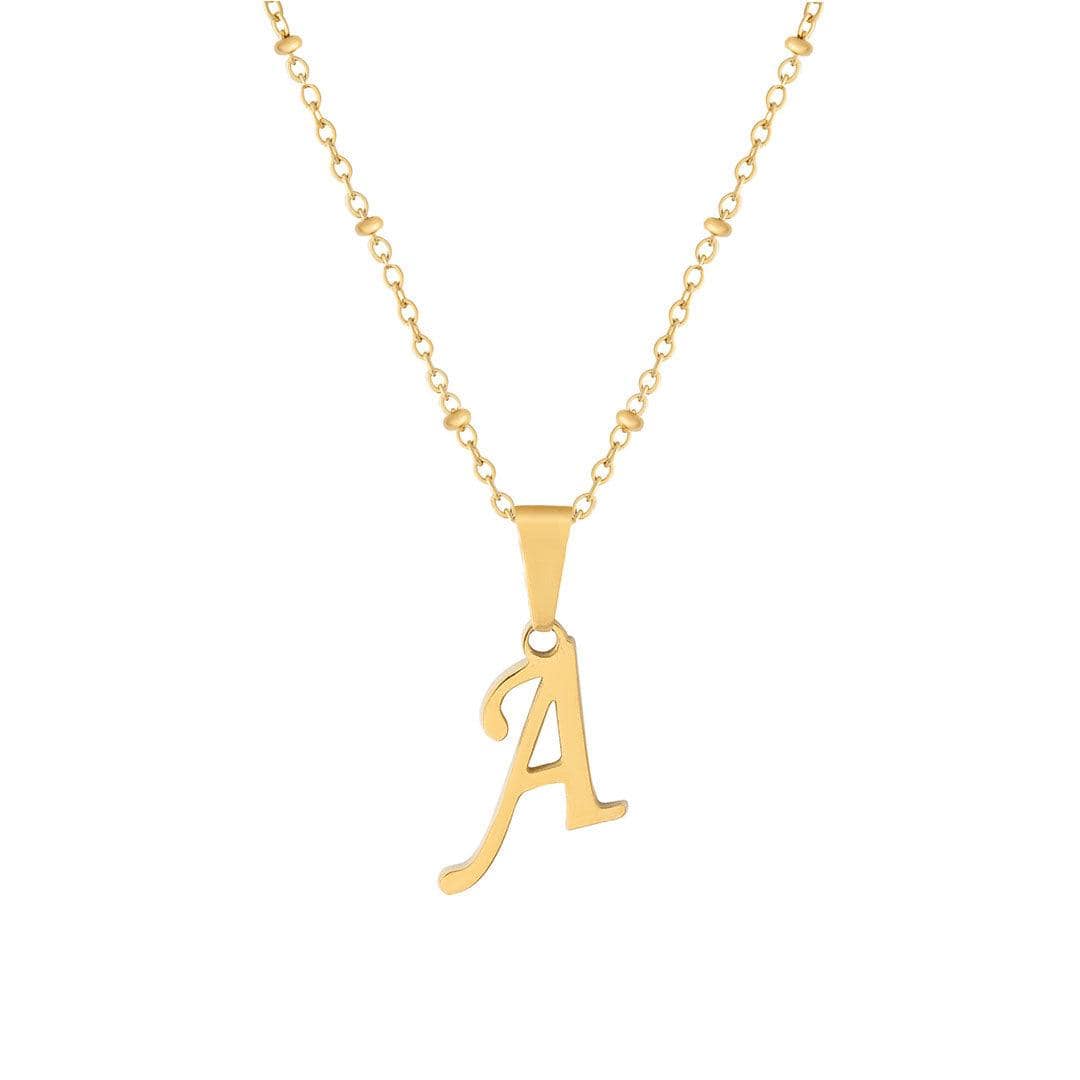 BohoMoon Stainless Steel Hawaii Beaded Initial Necklace Gold / A