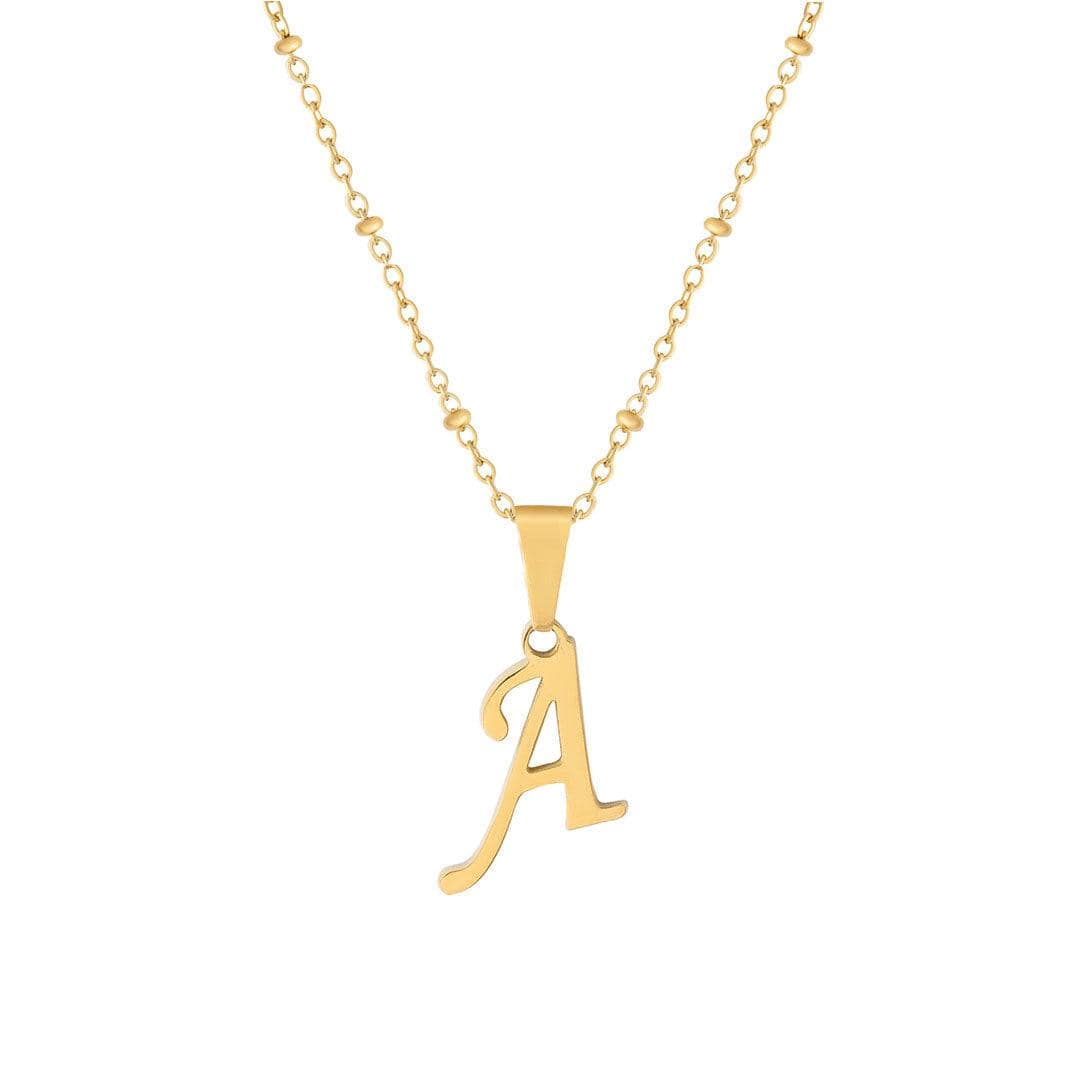 BohoMoon Stainless Steel Hawaii Beaded Initial Necklace Gold / A