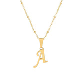 BohoMoon Stainless Steel Hawaii Beaded Initial Necklace Gold / A