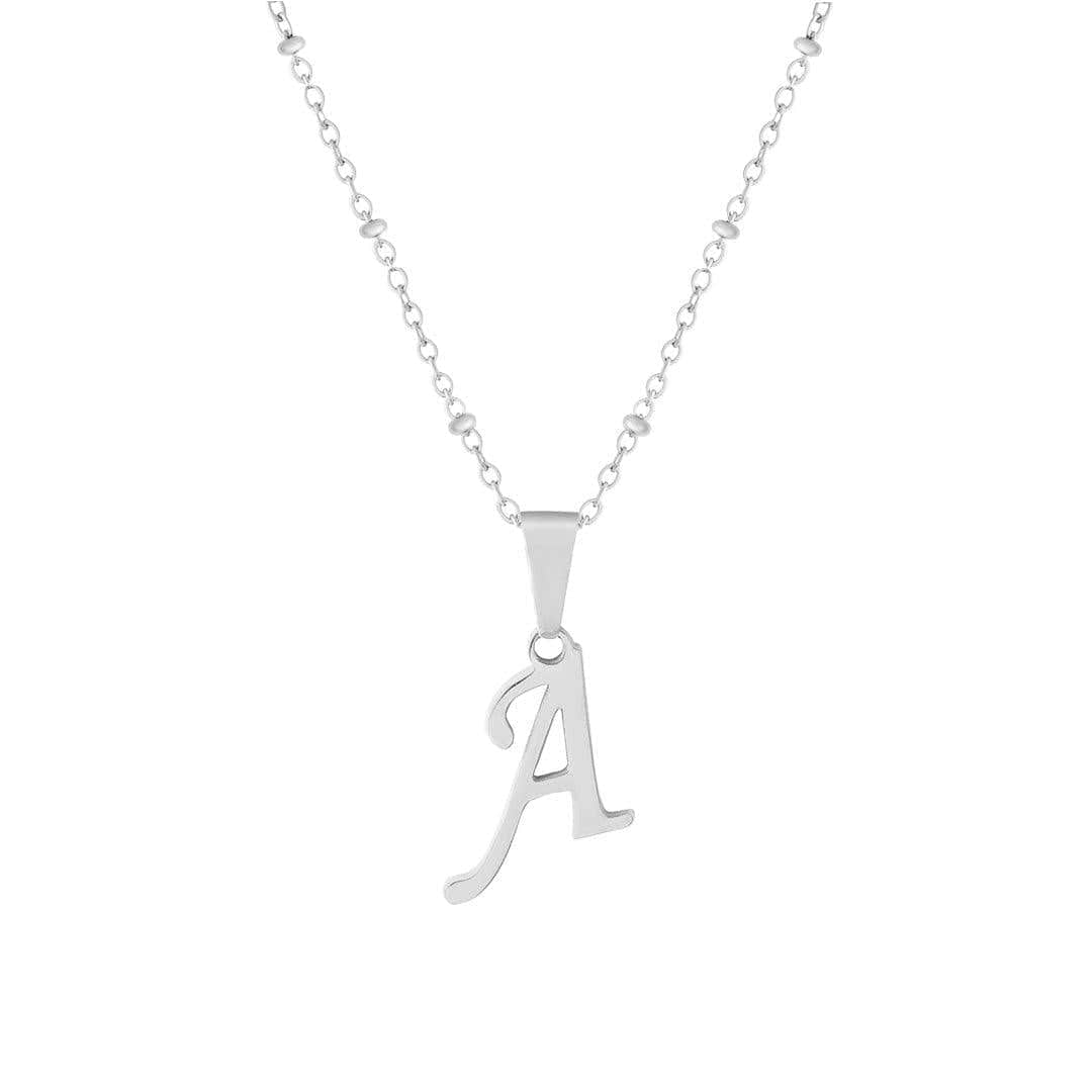 BohoMoon Stainless Steel Hawaii Beaded Initial Necklace Silver / A