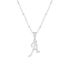 BohoMoon Stainless Steel Hawaii Beaded Initial Necklace Silver / A