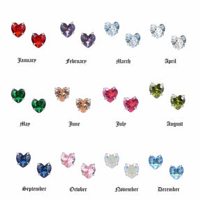 Bohomoon Stainless Steel Heart Birthstone Earrings