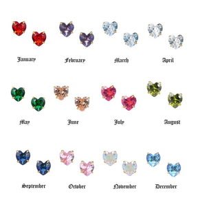 Bohomoon Stainless Steel Heart Birthstone Earrings